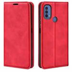 For Motorola Moto E30 / E40 Retro-skin Magnetic Suction Leather Phone Case(Red)