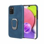 Ring Holder PU Phone Case for Samsung Galaxy A03s 166mm(Blue)
