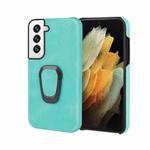 Ring Holder PU Phone Case For Samsung Galaxy S22 5G(Mint Green)