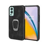 For OnePlus Nord 2 5G Ring Holder PU Phone Case(Black)