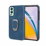 For OnePlus Nord 2 5G Ring Holder PU Phone Case(Blue)