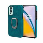 For OnePlus Nord 2 5G Ring Holder PU Phone Case(Cyan)