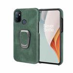 For OnePlus Nord N100 Ring Holder PU Phone Case(Dark Green)