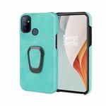 For OnePlus Nord N100 Ring Holder PU Phone Case(Mint Green)