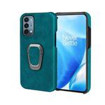 For OnePlus Nord N200 5G Ring Holder PU Phone Case(Cyan)