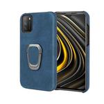 Ring Holder PU Phone Case For Xiaomi Poco M3(Blue)