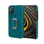 Ring Holder PU Phone Case For Xiaomi Poco M3(Cyan)