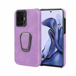 Ring Holder PU Phone Case For Xiaomi Mi 11T / 11T Pro(Purple)