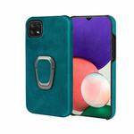 Ring Holder PU Phone Case For Samsung Galaxy A22 5G / F42 5G(Cyan)