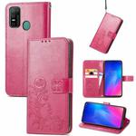 For Doogee N30 Four-leaf Clasp Embossed Buckle Mobile Phone Protection Leather Case(Magenta)
