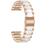 For Huawei Watch GT 3 46mm / GT Runner Three Beads Metal Resin Watch Band(Rose Gold White)
