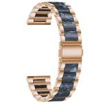 For Huawei Watch GT 3 46mm / GT Runner Three Beads Metal Resin Watch Band(Rose Gold Blue)