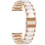 For Huawei Watch GT 3 42mm / Watch GT 2 42mm Three Beads Metal Resin Watch Band(Rose Gold White)