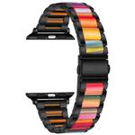 Metal + Resin Watch Band For Apple Watch Series 8&7 41mm / SE 2&6&SE&5&4 40mm / 3&2&1 38mm(Black Color)