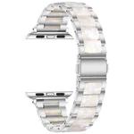 Metal + Resin Watch Band For Apple Watch Series 9&8&7 41mm / SE 3&SE 2&6&SE&5&4 40mm / 3&2&1 38mm(Silver White)