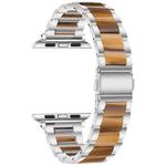 Metal + Resin Watch Band For Apple Watch Series 8&7 41mm / SE 2&6&SE&5&4 40mm / 3&2&1 38mm(Silver Brown)