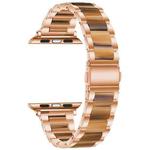 Metal + Resin Watch Band For Apple Watch Series 8&7 41mm / SE 2&6&SE&5&4 40mm / 3&2&1 38mm(Rose Gold Brown)