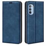 For Motorola Moto G31 4G Retro-skin Magnetic Suction Leather Phone Case(Dark Blue)