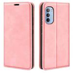 For Motorola Moto G31 4G Retro-skin Magnetic Suction Leather Phone Case(Pink)