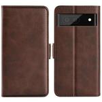 For Google Pixel 6a Dual-side Magnetic Buckle Leather Phone Case(Brown)