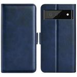 For Google Pixel 6a Dual-side Magnetic Buckle Leather Phone Case(Dark Blue)