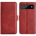 For Google Pixel 6a Dual-side Magnetic Buckle Leather Phone Case(Red)
