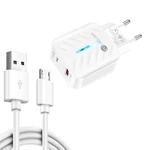 PD03 20W PD3.0 + QC3.0 USB Charger with USB to Micro USB Data Cable, EU Plug(White)