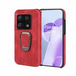 For OnePlus 10 Pro Ring Holder PU Phone Case(Red)