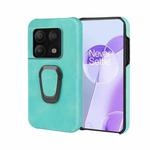 For OnePlus 10 Pro Ring Holder PU Phone Case(Mint Green)