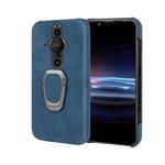 For Sony Xperia Pro-I Ring Holder PU Phone Case(Blue)