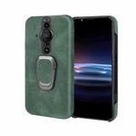 For Sony Xperia Pro-I Ring Holder PU Phone Case(Dark Green)