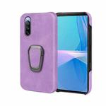 For Sony Xperia 10 III Ring Holder PU Phone Case(Purple)