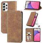 For Samsung Galaxy A33 5G Retro Skin Feel Magnetic Leather Case(Brown)