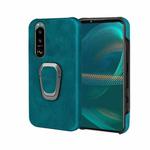 For Sony Xperia 5 III Ring Holder PU Phone Case(Cyan)