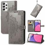 For Samsung Galaxy A33 5G Mandala Flower Embossed Leather Case(Grey)