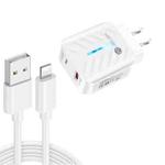 PD03 20W PD3.0 + QC3.0 USB Charger with USB to 8 Pin Data Cable, US Plug(White)