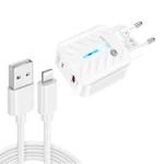 PD03 20W PD3.0 + QC3.0 USB Charger with USB to 8 Pin Data Cable, EU Plug(White)
