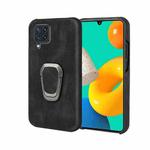 Ring Holder PU Phone Case For Samsung Galaxy M32(Black)