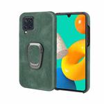 Ring Holder PU Phone Case For Samsung Galaxy M32(Dark Green)