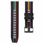 For Huawei Watch GT3 46mm Rainbow Silicone Watch Band (Black)