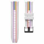 For Huawei Watch GT3 46mm Rainbow Silicone Watch Band (White)
