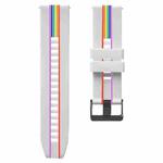 For Huawei Watch GT Rainbow Silicone Watch Band (White)