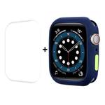 ENKAY  TPU Case  + Full Coverage PET Screen Protector For Apple Watch Series 8 / 7 41mm(Dark Blue)