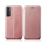 For Samsung Galaxy S22 Ultra 5G Retro Texture Magnetic Leather Case(Rose Gold)