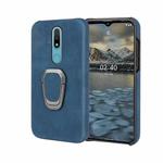 For Nokia 2.4 Ring Holder PU Phone Case(Blue)