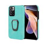 Ring Holder PU Phone Case For Xiaomi Redmi Note 11 Pro 5G(Mint Green)