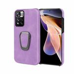 Ring Holder PU Phone Case For Xiaomi Redmi Note 11 Pro 5G(Purple)