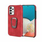 Ring Holder PU Phone Case For Samsung Galaxy A52 5G / 4G(Red)