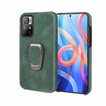 Ring Holder PU Phone Case For Xiaomi Redmi Note 11 4G(Dark Green)