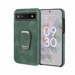 For Google Pixel 6a Ring Holder PU Phone Case(Dark green)